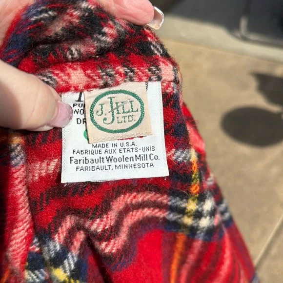 Vintage Plaid wool Fringed Coat Jacket UsA Made Oversized Dolman